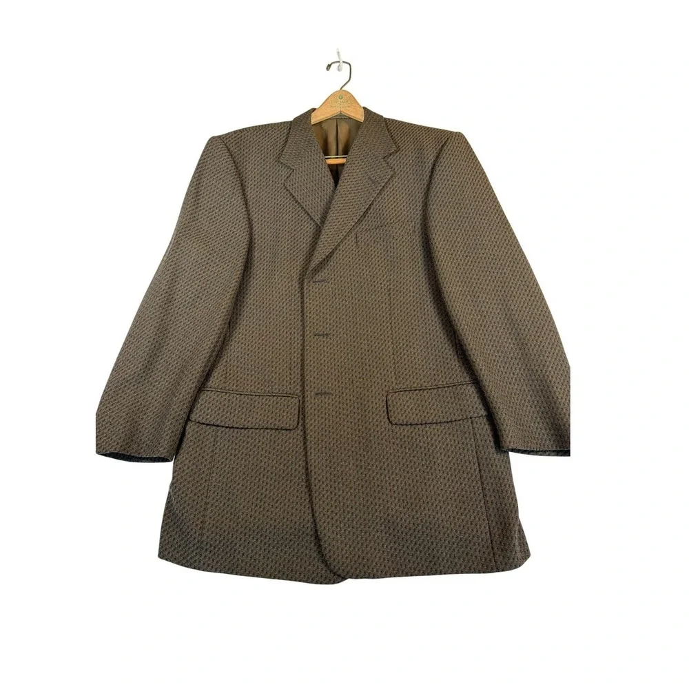 Tallia Uomo Mens 42R Brown Worsted Wool 3-Button‎ Blazer Sport Coat Vintage USA